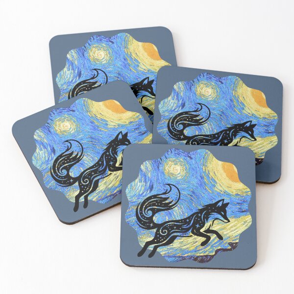 Item preview, Coyote Van Gogh Starry Night - Round designed and sold by 247DesignStudio.