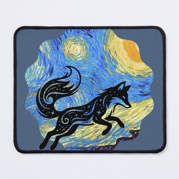 Item preview, Coyote Van Gogh Starry Night - Round designed and sold by 247DesignStudio.