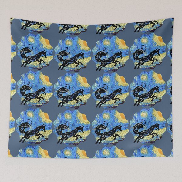 Item preview, Coyote Van Gogh Starry Night - Round designed and sold by 247DesignStudio.