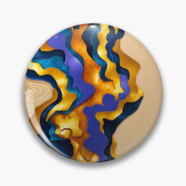 Item preview, Layered Paper Abstract — Deep Blue & Gold Contour Art designed and sold by behappyandrelax.