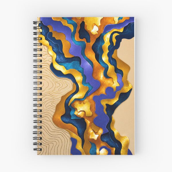 Item preview, Layered Paper Abstract — Deep Blue & Gold Contour Art designed and sold by behappyandrelax.