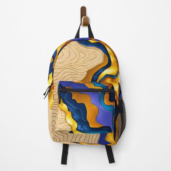 Item preview, Layered Paper Abstract — Deep Blue & Gold Contour Art designed and sold by behappyandrelax.