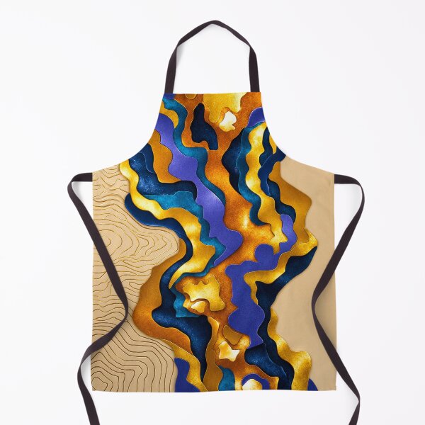 Item preview, Layered Paper Abstract — Deep Blue & Gold Contour Art designed and sold by behappyandrelax.