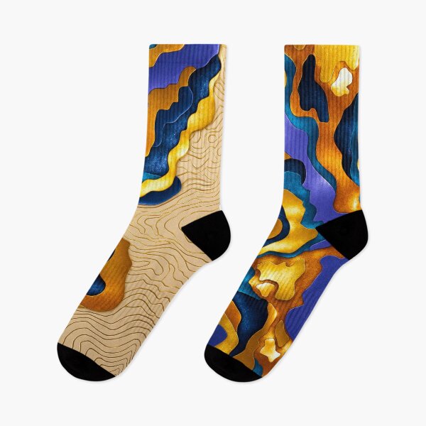 Item preview, Layered Paper Abstract — Deep Blue & Gold Contour Art designed and sold by behappyandrelax.
