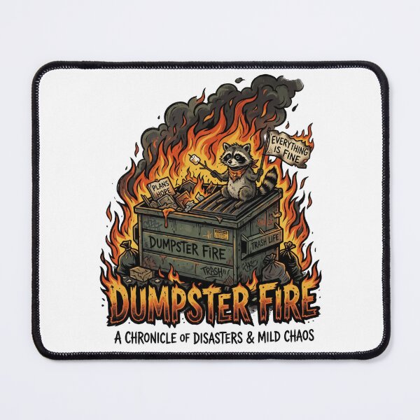 Item preview, Dumpster Fire Raccoon Marshmallow Comedy – Everything Is Fine designed and sold by LOVEARTDESIGN.