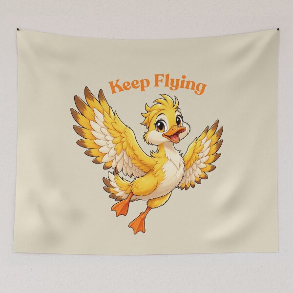 Item preview, Keep Flying Cute Duck Flying Mascot designed and sold by InfiniEmotion.