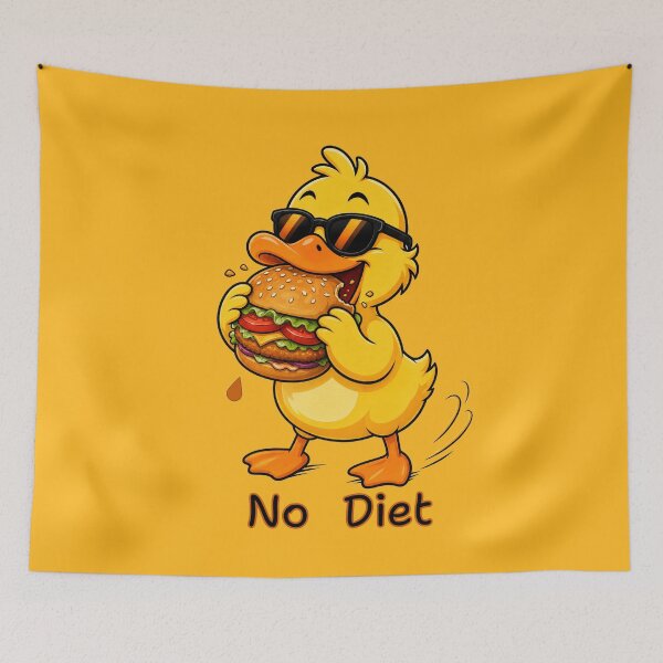 Item preview, Cute Duck Eating Burger No Diet designed and sold by InfiniEmotion.