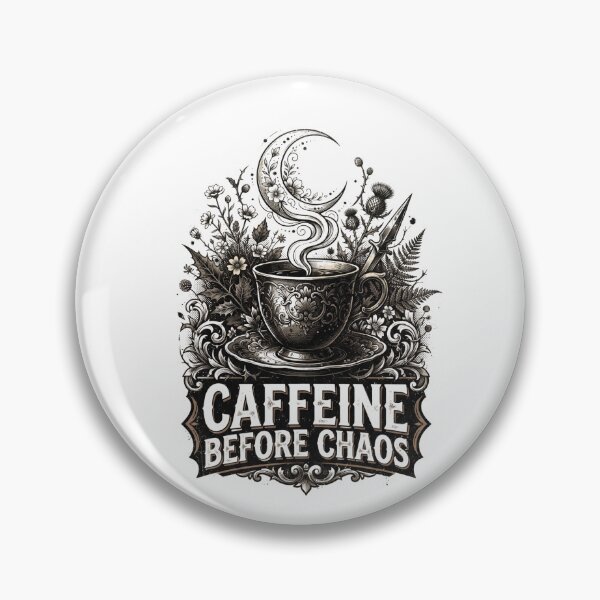 Item preview, Caffeine Before Chaos Coffee Lover Vintage Botanical Gothic Design designed and sold by TeeStyle.mr.