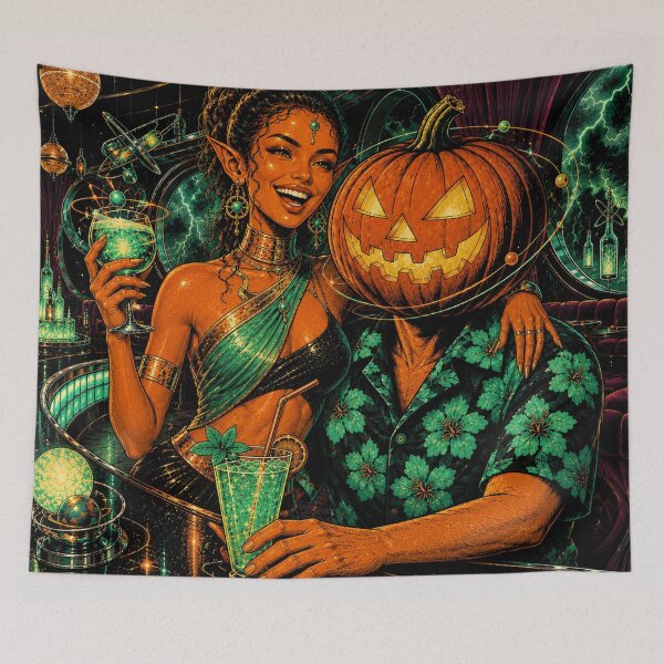 Item preview, Headless Horseman Space Lounge - Retro Cosmic Fantasy Art designed and sold by TheHorsemanRidesAgain.