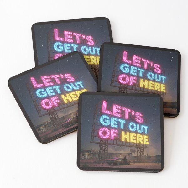 Item preview, Lets Get Out Of Here Glowing Neon Sign Adventure Cyberpunk T-Shirt designed and sold by Sulco Design.