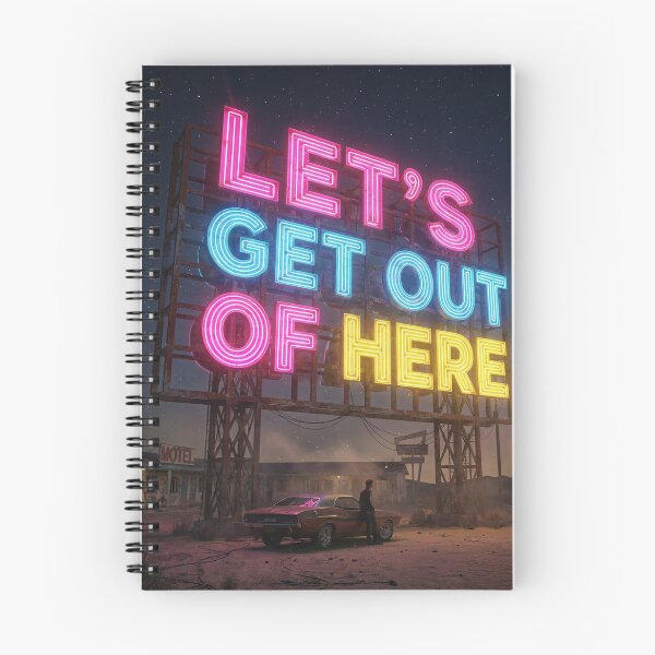 Item preview, Lets Get Out Of Here Glowing Neon Sign Adventure Cyberpunk T-Shirt designed and sold by Sulco Design.