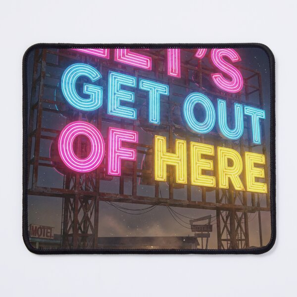 Item preview, Lets Get Out Of Here Glowing Neon Sign Adventure Cyberpunk T-Shirt designed and sold by Sulco Design.