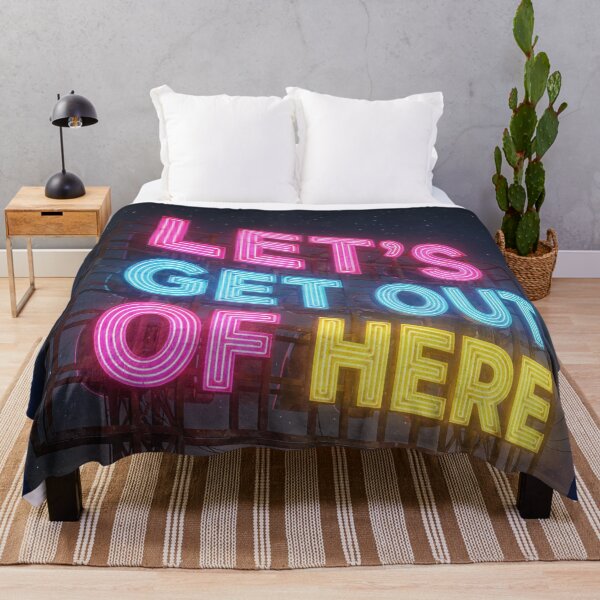 Item preview, Lets Get Out Of Here Glowing Neon Sign Adventure Cyberpunk T-Shirt designed and sold by Sulco Design.