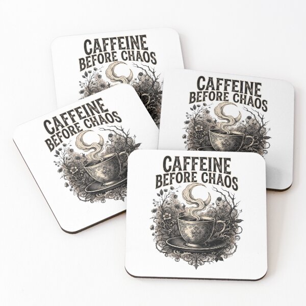 Item preview, Caffeine Before Chaos Coffee Lover Vintage Botanical Gothic Design designed and sold by TeeStyle.mr.