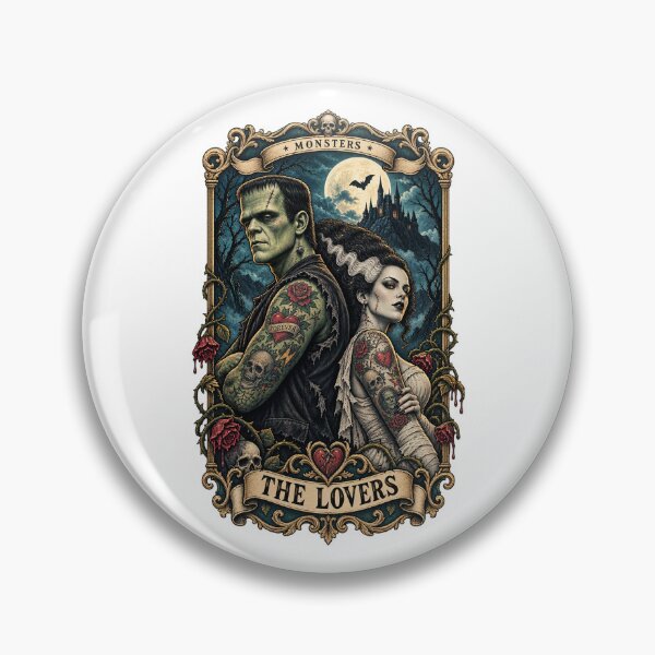 Item preview, Frankenstein Bride Lovers Vintage Horror Monsters Tarot Card designed and sold by WolfmanProphecy.
