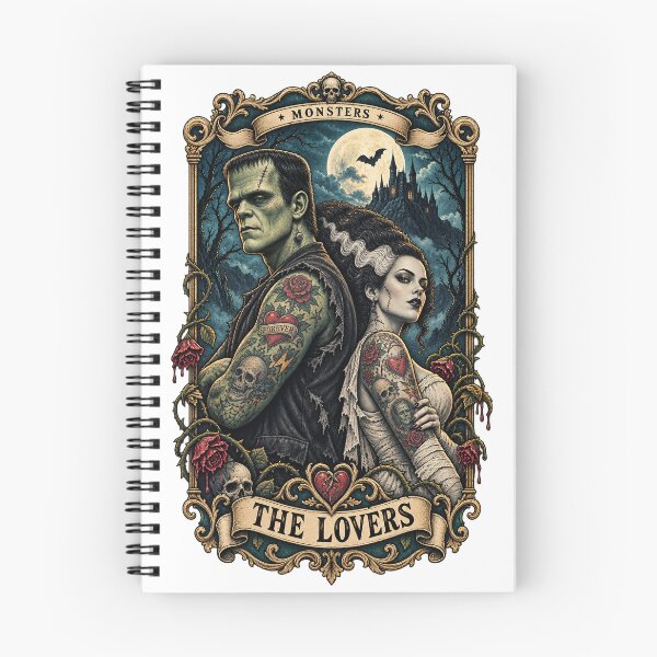 Item preview, Frankenstein Bride Lovers Vintage Horror Monsters Tarot Card designed and sold by WolfmanProphecy.