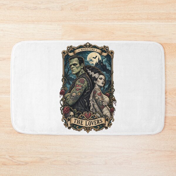 Item preview, Frankenstein Bride Lovers Vintage Horror Monsters Tarot Card designed and sold by WolfmanProphecy.