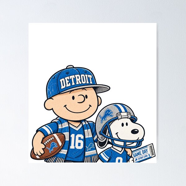 Item preview, Detroit Lions Charlie Brown Snoopy Game Day Football Fan Art designed and sold by slmfams.