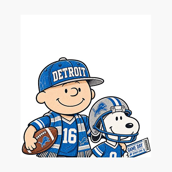 Item preview, Detroit Lions Charlie Brown Snoopy Game Day Football Fan Art designed and sold by slmfams.
