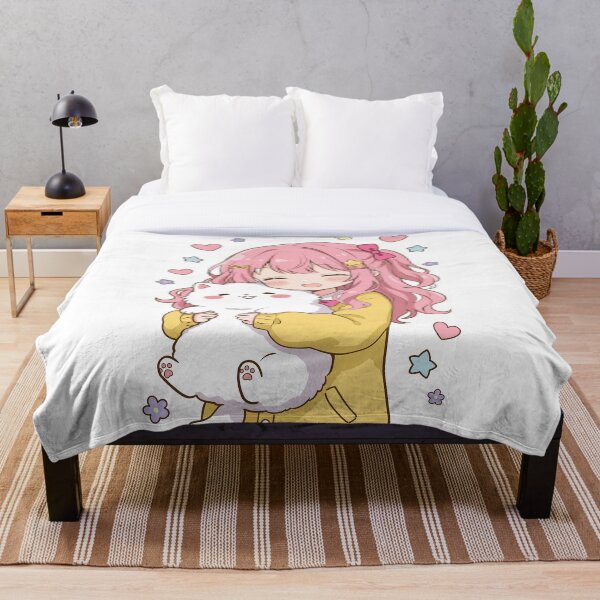 Item preview, Soft Pastel Kawaii Anime Girl Hugging Cute Cat designed and sold by FemmePod.