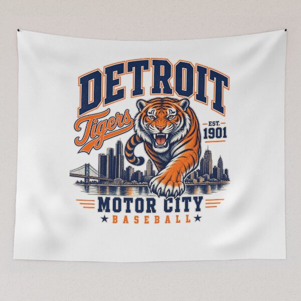 Item preview, Detroit Tigers Roaring Tiger Motor City Baseball Skyline designed and sold by slmfams.