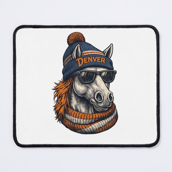 Item preview, Denver Broncos Cool Horse Beanie Pom Sunglasses Orange Scarf Fan Apparel designed and sold by slmfams.