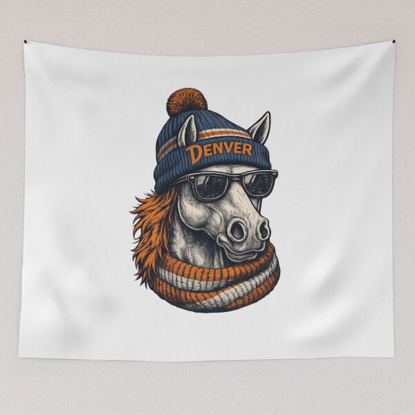 Item preview, Denver Broncos Cool Horse Beanie Pom Sunglasses Orange Scarf Fan Apparel designed and sold by slmfams.