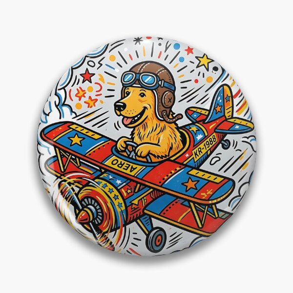 Item preview, Golden Retriever Vintage Aviator Biplane Pilot designed and sold by PictoVibe.