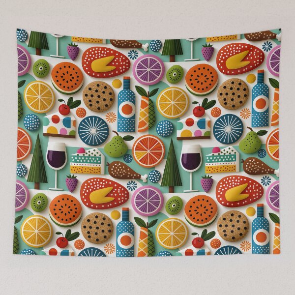 Item preview, Vibrant Retro Food and Picnic Pattern designed and sold by colorful-white.