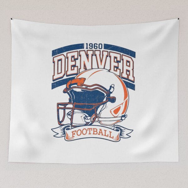 Item preview, Denver Football Neon Glow Helmet Orange Blue Retro NFL Fan Apparel (ON BACK) designed and sold by slmfams.