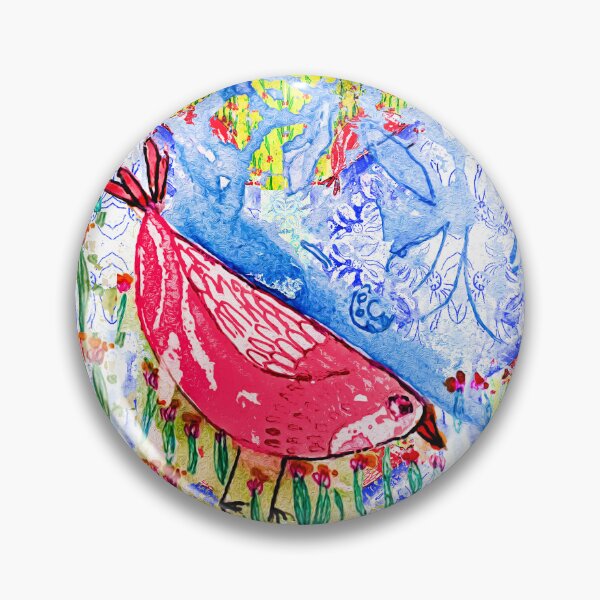 Item preview, Pink Bird on Patterned Background  designed and sold by Soniawithani.