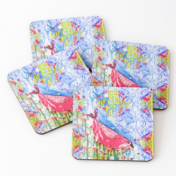 Item preview, Pink Bird on Patterned Background  designed and sold by Soniawithani.