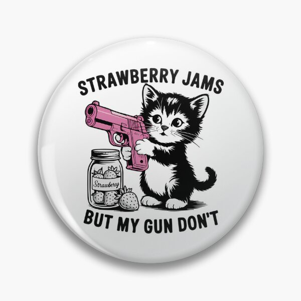 Item preview, Strawberry Jams But My Gun Don'T - Cute Black Kitten Puns designed and sold by brayly-ngluck.