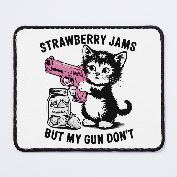 Item preview, Strawberry Jams But My Gun Don'T - Cute Black Kitten Puns designed and sold by brayly-ngluck.