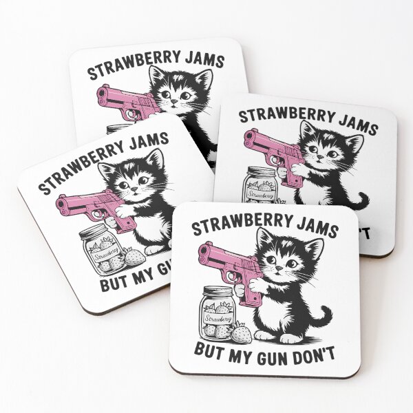 Item preview, Strawberry Jams But My Gun Don'T - Cute Black Kitten Puns designed and sold by brayly-ngluck.