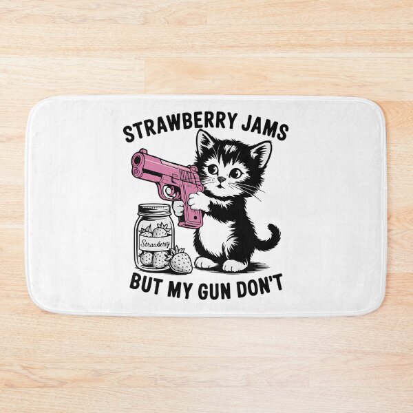 Item preview, Strawberry Jams But My Gun Don'T - Cute Black Kitten Puns designed and sold by brayly-ngluck.
