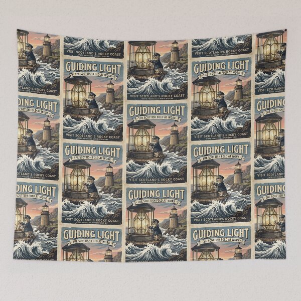 Item preview, Scottish Fold Cat Lighthouse Keeper designed and sold by PictoVibe.