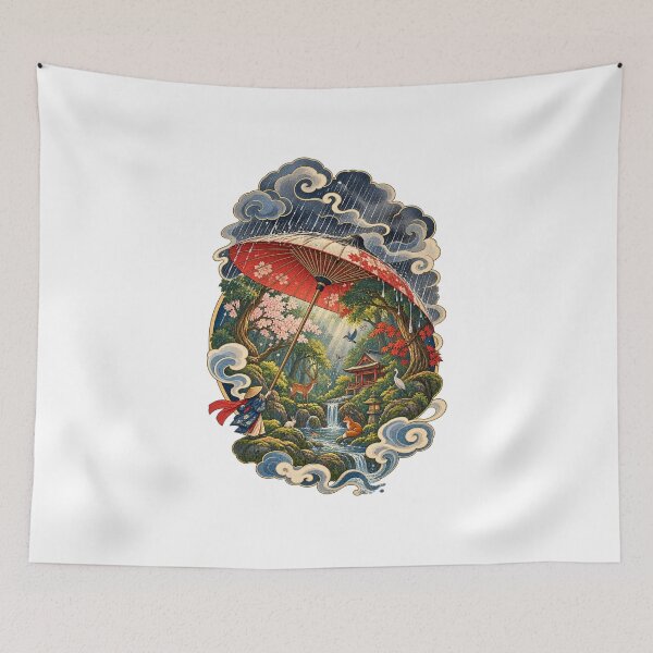 Item preview, The Giant Umbrella – Japanese Rainy Forest, Sakura & Ukiyo-e Art designed and sold by Substance_life.