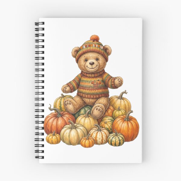 Item preview, Cute little autumn bear sitting in a pumpkin field designed and sold by VibranPalette.