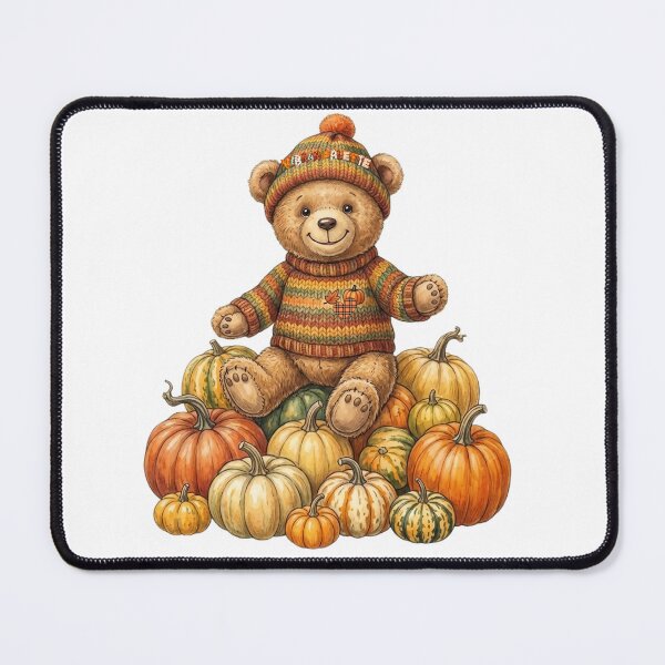 Item preview, Cute little autumn bear sitting in a pumpkin field designed and sold by VibranPalette.