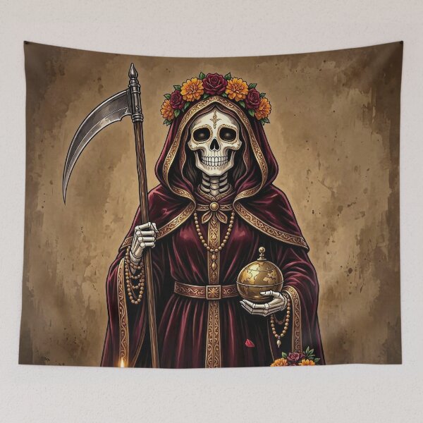 Item preview, Santa Muerte in Red – Mexican Day of the Dead Gothic Art designed and sold by SweetLilith.