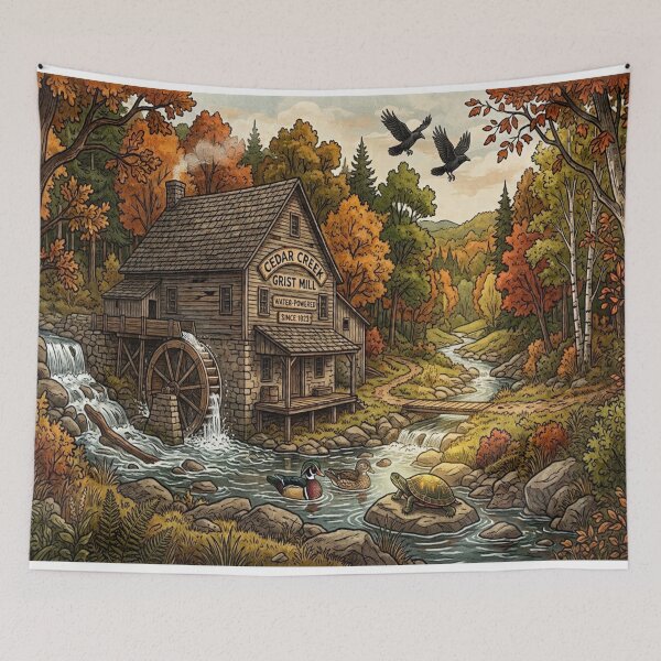 Item preview, Tranquil old mill designed and sold by GAWPAWshop.