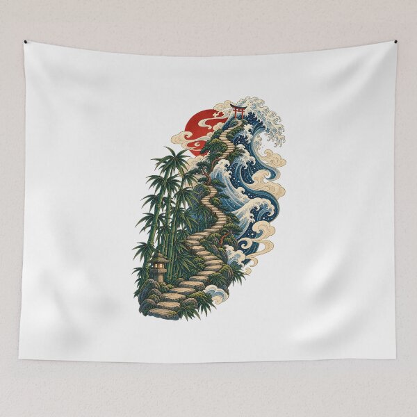 Item preview, The Road That Ended in a Wave – Japanese Ocean, Bamboo & Ukiyo-e Art designed and sold by Substance_life.