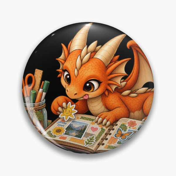 Item preview, Cute Orange Dragon Scrapbooking Fantasy Art | Crafty Dragon Illustration designed and sold by Hatchling Hollow.