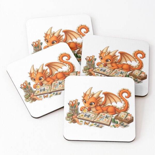Item preview, Cute Orange Dragon Scrapbooking Fantasy Art | Crafty Dragon Illustration designed and sold by Hatchling Hollow.