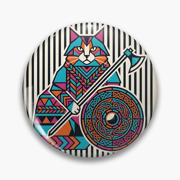 Item preview, Norwegian Forest Cat Viking Shield Maiden designed and sold by PictoVibe.