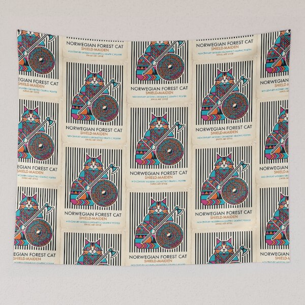 Item preview, Norwegian Forest Cat Viking Shield Maiden designed and sold by PictoVibe.