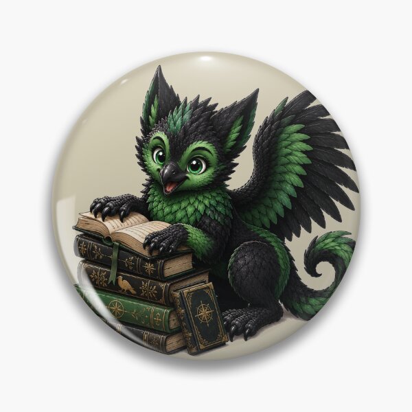 Item preview, Griffin Book Lover Fantasy Creature Cute Reading Griffin Illustration designed and sold by Hatchling Hollow.