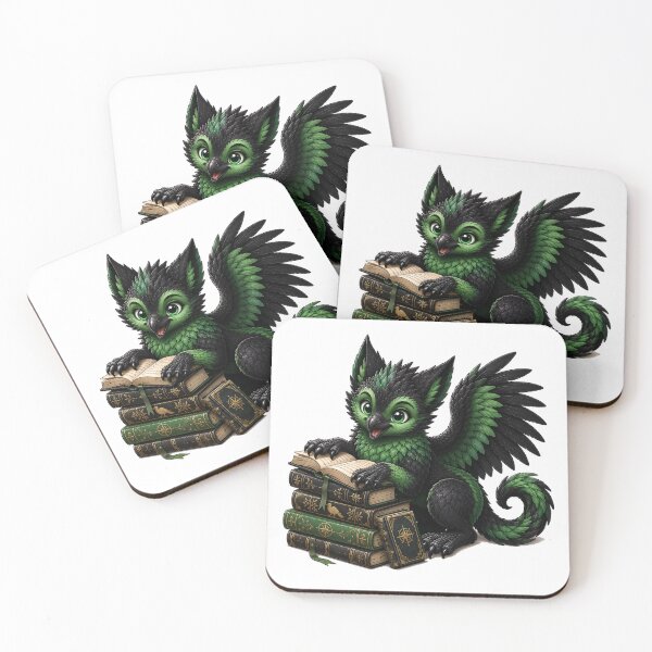 Item preview, Griffin Book Lover Fantasy Creature Cute Reading Griffin Illustration designed and sold by Hatchling Hollow.