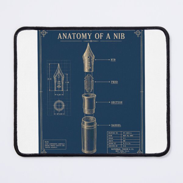 Item preview, Anatomy Of A Nib Fountain Pen Blueprint designed and sold by BoosterShop.